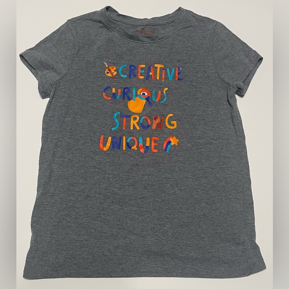 Cat and Jack Gray “Creative Curious Strong Unique” Shirt Youth Large